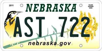 NE license plate AST722