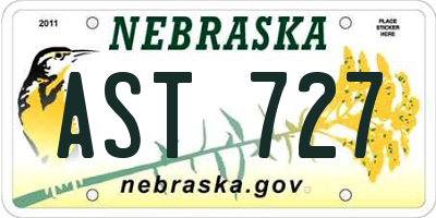 NE license plate AST727