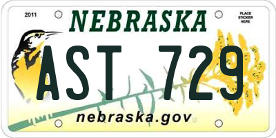 NE license plate AST729