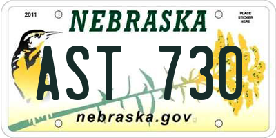 NE license plate AST730