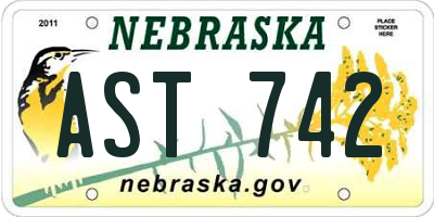 NE license plate AST742