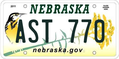 NE license plate AST770