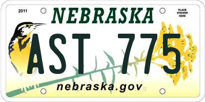 NE license plate AST775