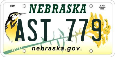NE license plate AST779