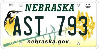 NE license plate AST793