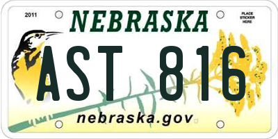 NE license plate AST816