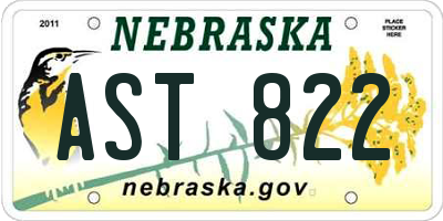 NE license plate AST822