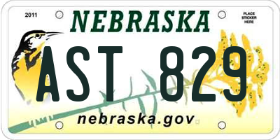 NE license plate AST829