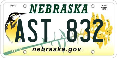 NE license plate AST832