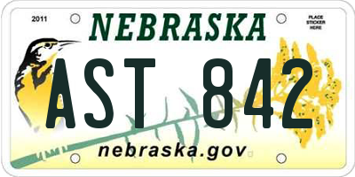 NE license plate AST842