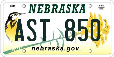 NE license plate AST850