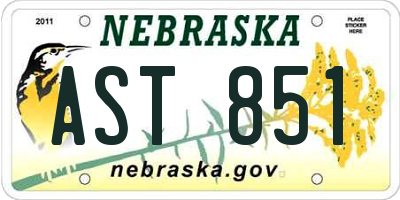 NE license plate AST851