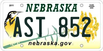 NE license plate AST852