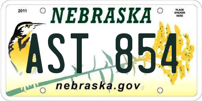 NE license plate AST854