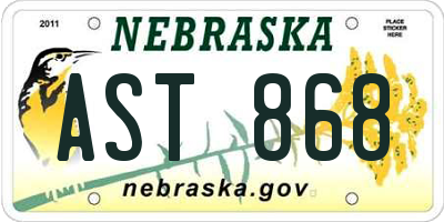 NE license plate AST868