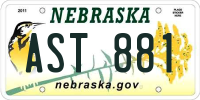 NE license plate AST881