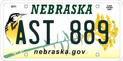 NE license plate AST889