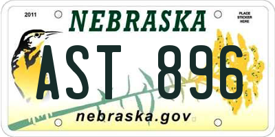 NE license plate AST896