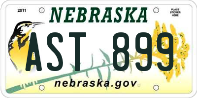 NE license plate AST899