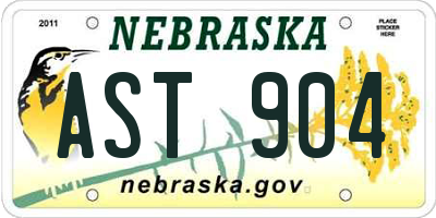 NE license plate AST904