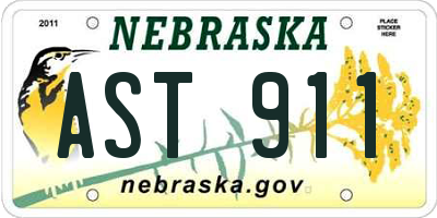 NE license plate AST911