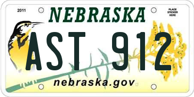 NE license plate AST912