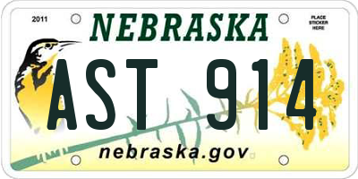 NE license plate AST914