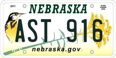 NE license plate AST916