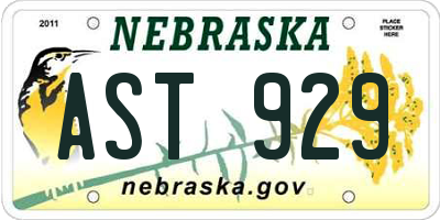 NE license plate AST929
