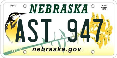NE license plate AST947