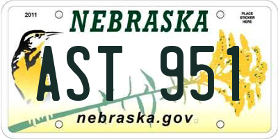 NE license plate AST951