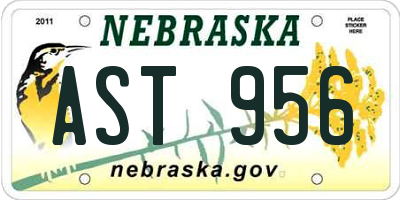 NE license plate AST956