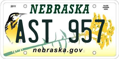 NE license plate AST957