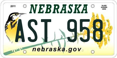NE license plate AST958