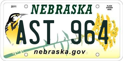 NE license plate AST964
