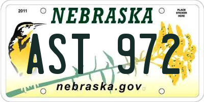 NE license plate AST972