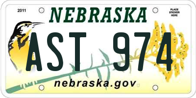 NE license plate AST974