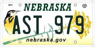 NE license plate AST979