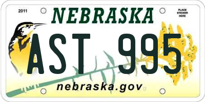 NE license plate AST995