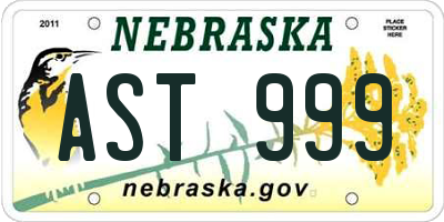 NE license plate AST999