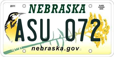 NE license plate ASU072