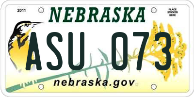 NE license plate ASU073