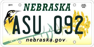 NE license plate ASU092