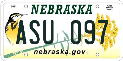 NE license plate ASU097