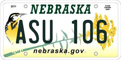 NE license plate ASU106