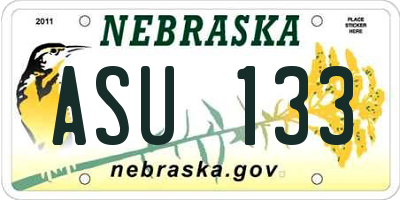 NE license plate ASU133