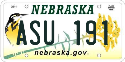 NE license plate ASU191