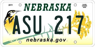 NE license plate ASU217