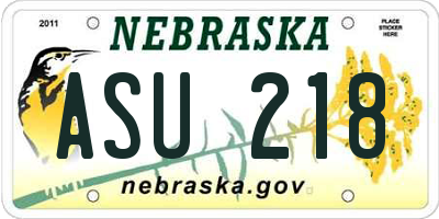 NE license plate ASU218