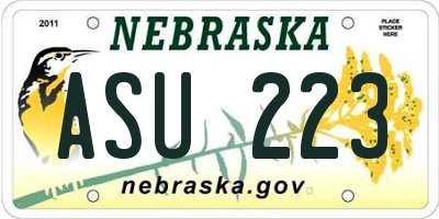 NE license plate ASU223